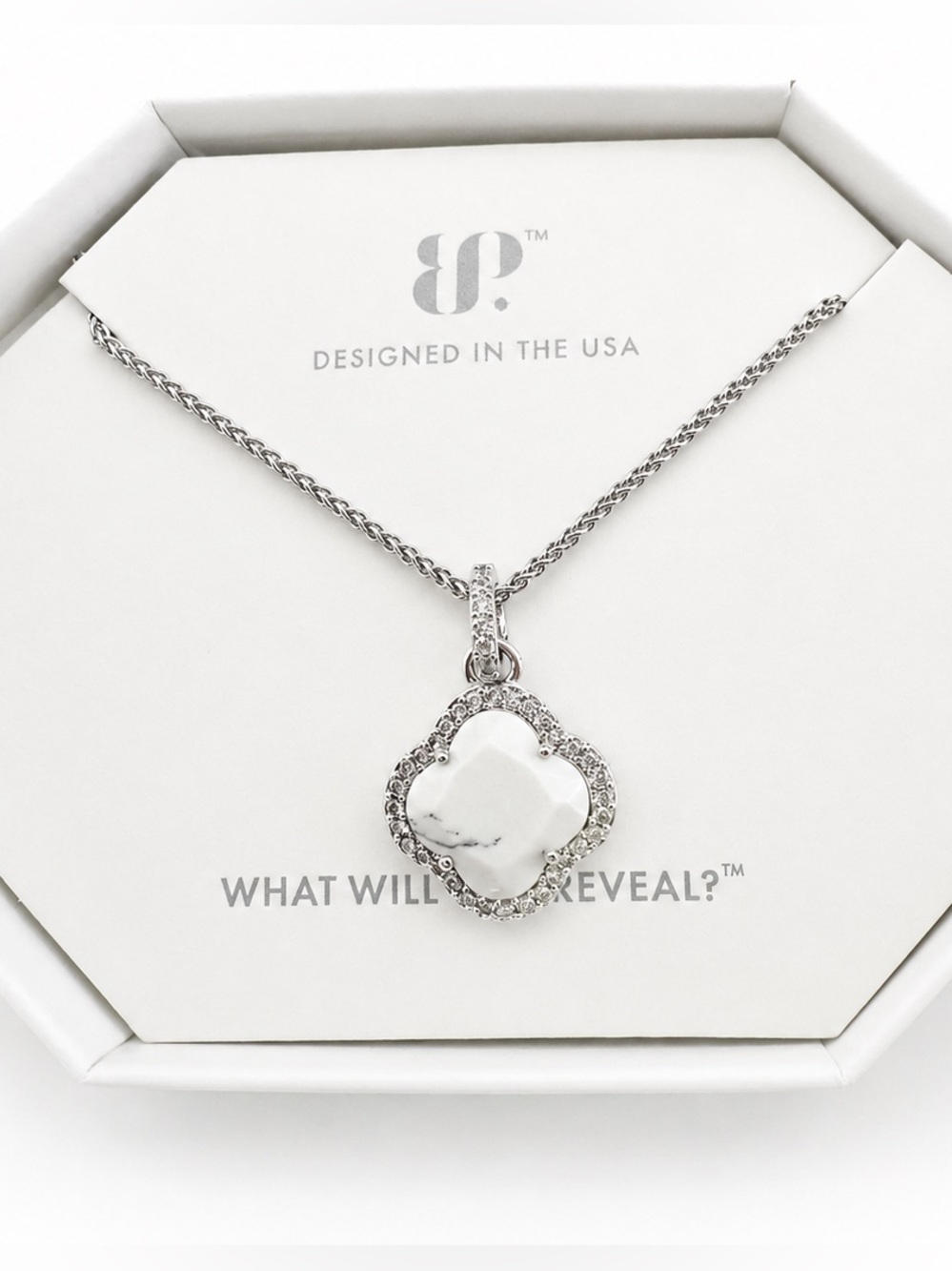 Bomb Party New OG Clover Necklace ‘Salty Air Siren’ Howlite